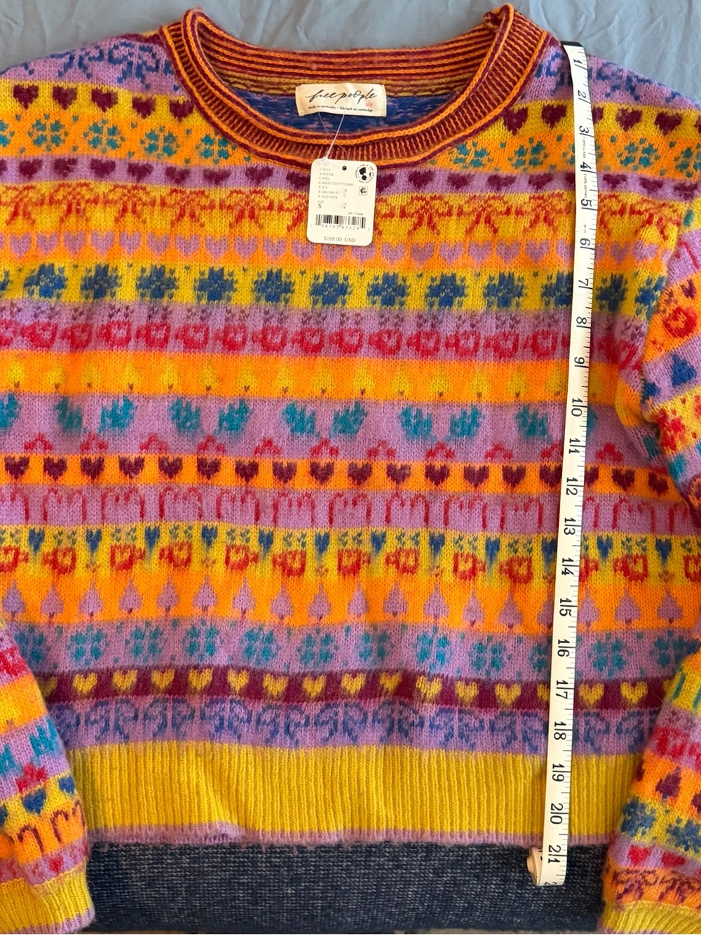 Free People Women's Multicolor Fair Isle Wool Crewneck Sweater Size S NWT